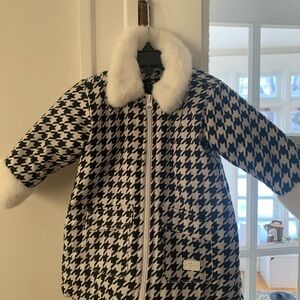 7 For All Mankind Black and White Houndstooth Puffer Jacket